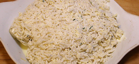 Chicoréee mit Reis belegt