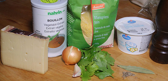 Zutaten Maissuppe mit Fribourger-Vacherin