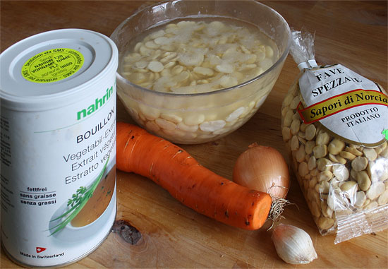 Zutaten Bohnensuppe mit Fave und Speck