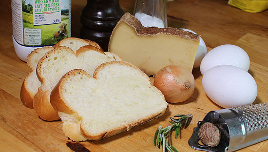 Zutaten Brot-Omelett mit Alpkäse