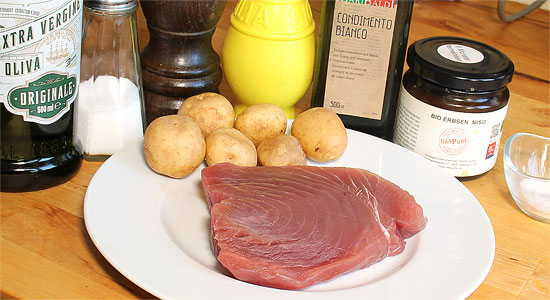 Zutaten Thunfischsteak mit Erbsen-Miso