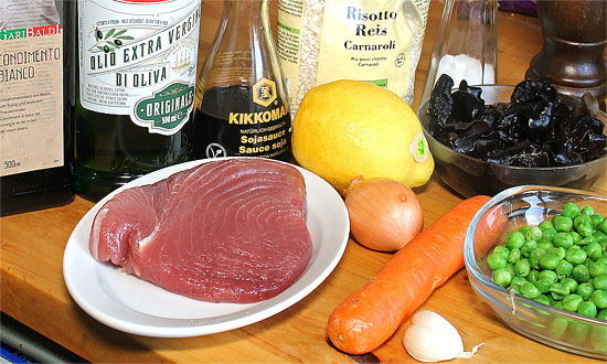 Zutaten confiertes Thunfischsteak mit Reissalat