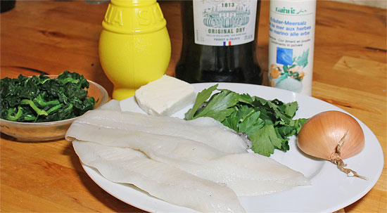 Zutaten Fisch-Involtini mit Spinat