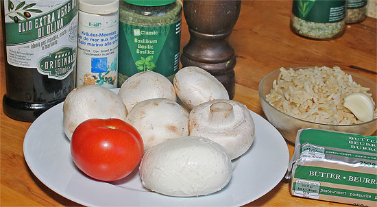Rezept: Ofenchampignons mit Tomate und Mozzarella - Rollis Rezepte