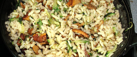 Reis und Pilze gemischt