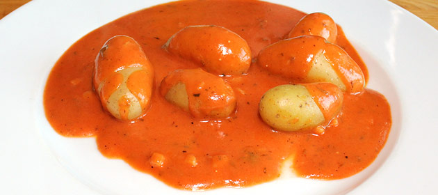 Rezept: Walliser Tomatenfondue mit Patatli - Rollis Rezepte